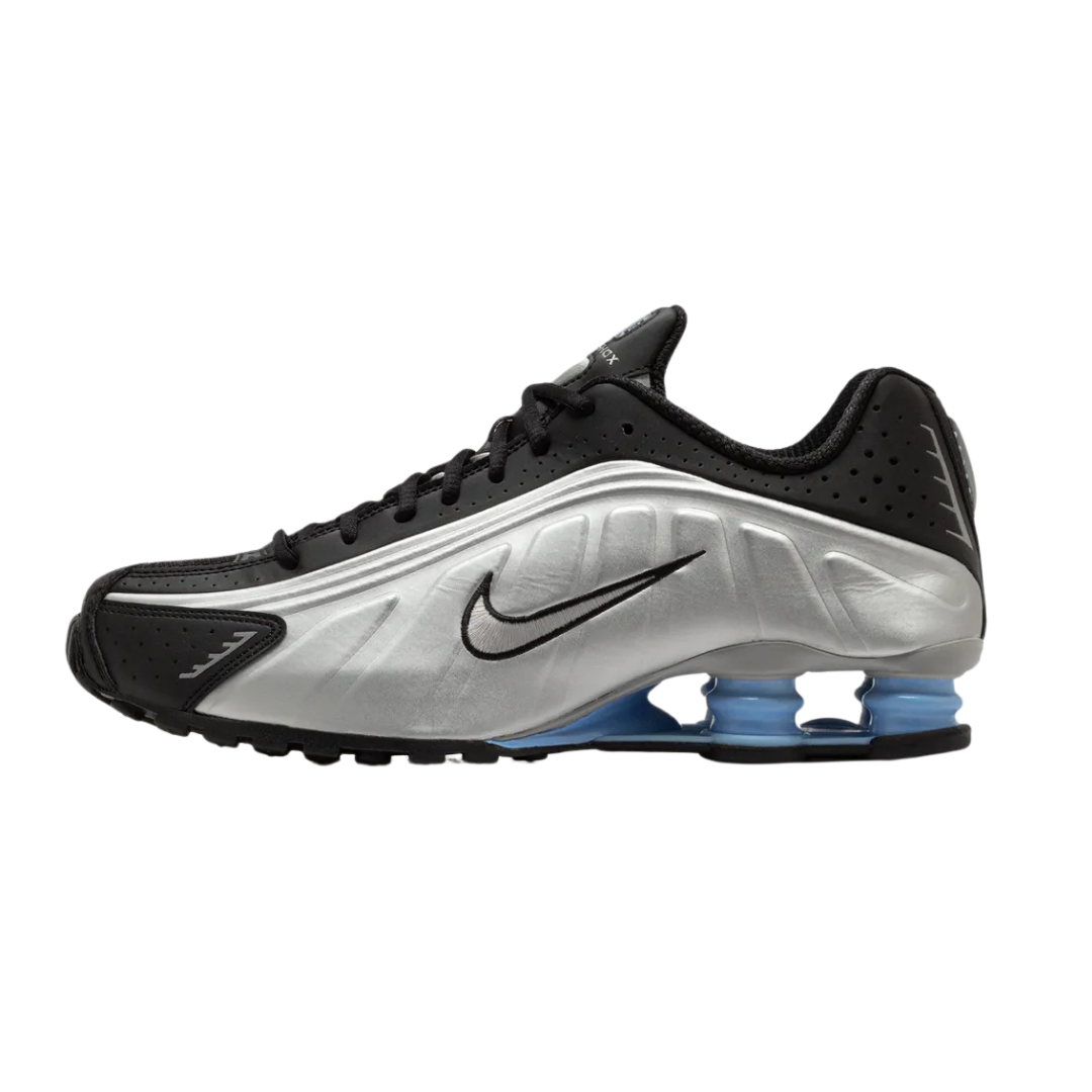 Nike Shox R4 Metallic Silver Black Psychic Blue