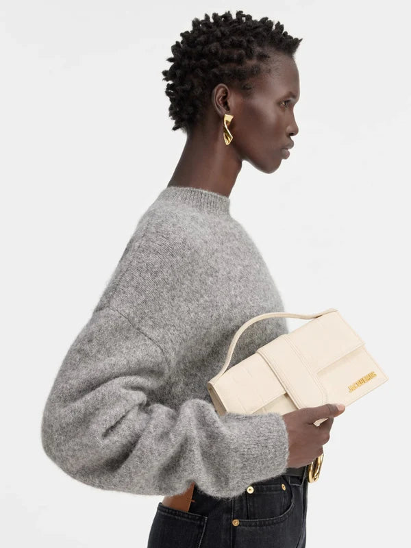 Jacquemus Le Grand Bambino Croco Light Ivory