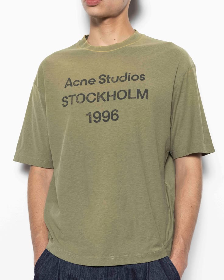 Acne Studios Sprayed Logo Tee Olive Green