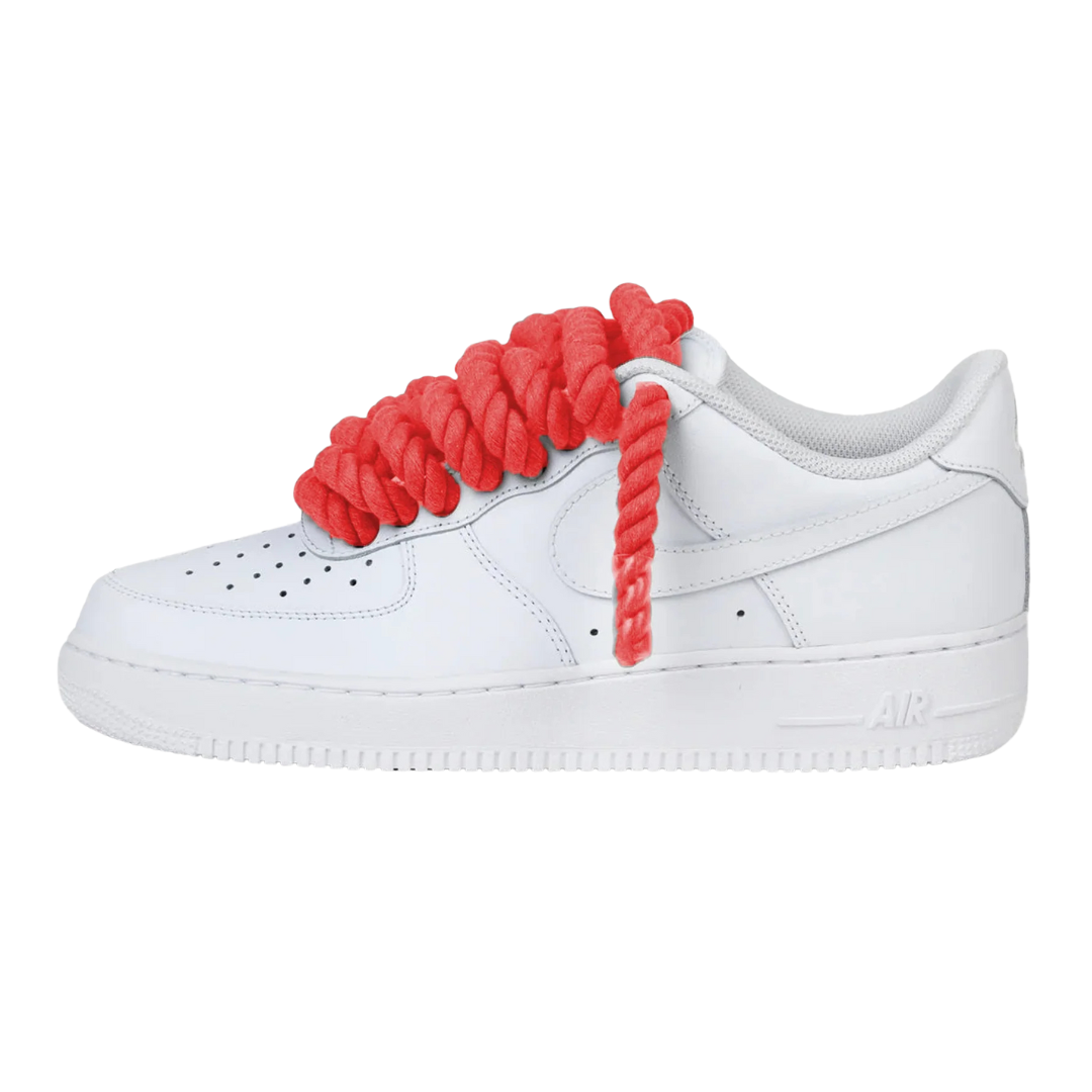 Nike Air Force 1 Low Rope Laces Red Custom - SneakerAsk