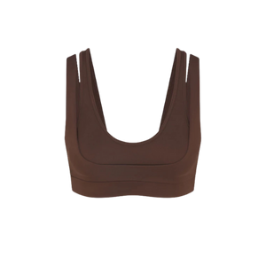 Nike x SKIMS Women's Matte Double Strap Scoop Bra Dark Sepia