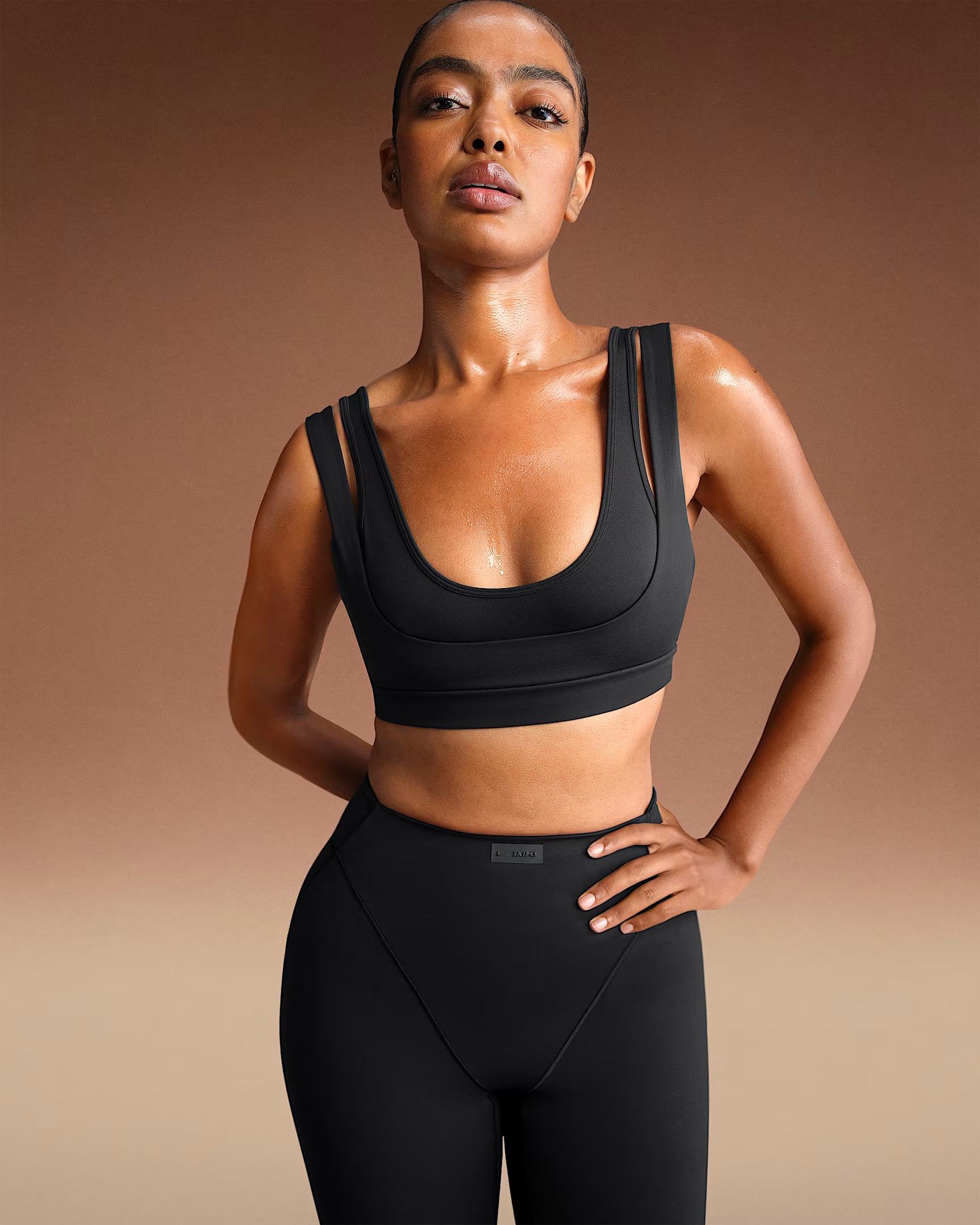 Nike x SKIMS Women's Matte Double Strap Scoop Bra Obsidian