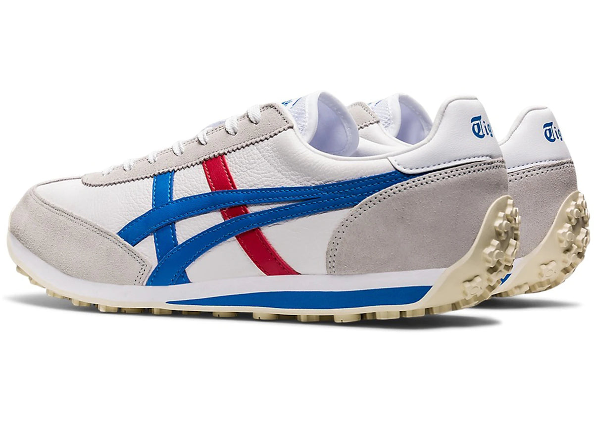 Onitsuka Tiger EDR 78 White Directoire Blue Red, achteraanzicht toont beige hielbekleding en crème rubberzool