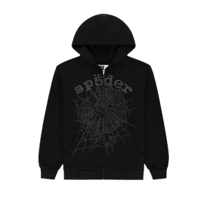 Sp5der OG Web V2 Phantom Zip Up Hoodie Black