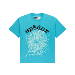 Sp5der OG Web V2 Tee Cyan