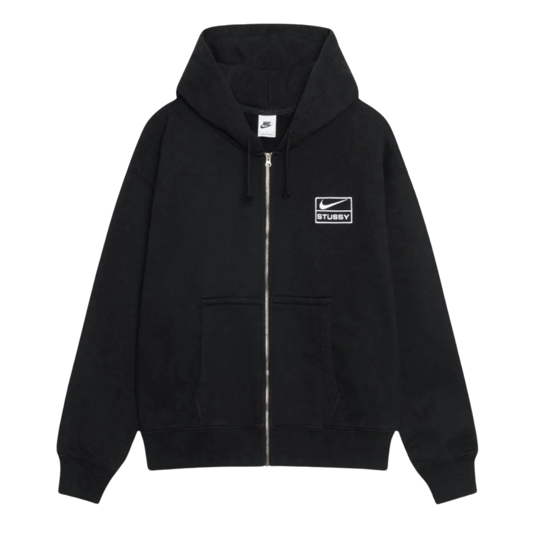 Stussy x Nike Stone Washed Fleece Zip Hoodie (FW25) Black
