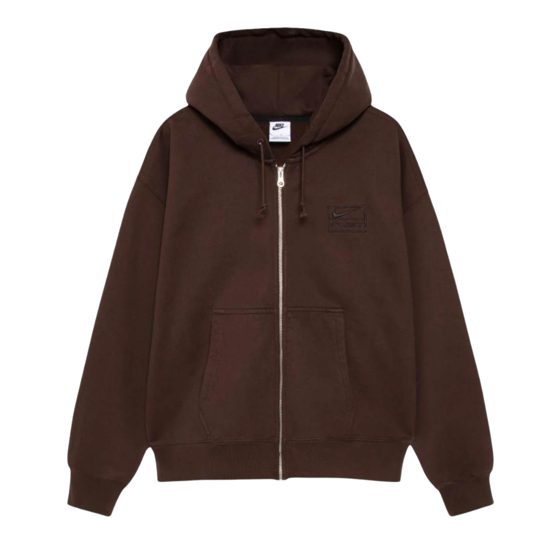 Stussy x Nike Stone Washed Fleece Zip Hoodie (FW25) Dark Cinder