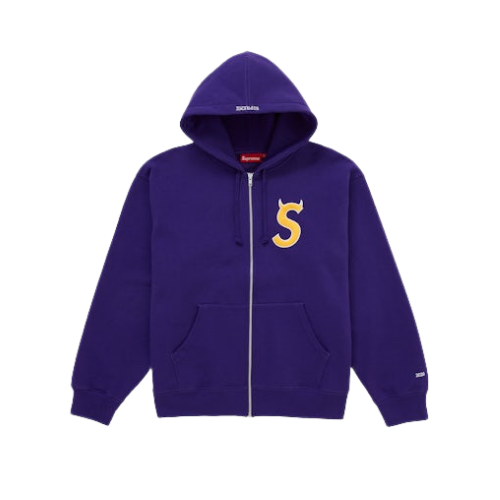 Supreme Devil S Logo Zip Up Hooded Sweatshirt Purple