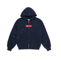 Supreme MM6 Maison Margiela Box Logo Zip Up Hooded Sweatshirt Navy
