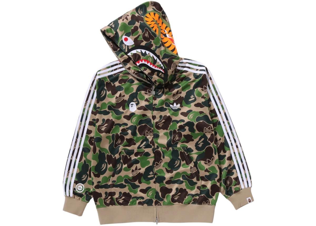 adidas x BAPE Relaxed Fit Track Camo Shark Full Zip Hoodie Green