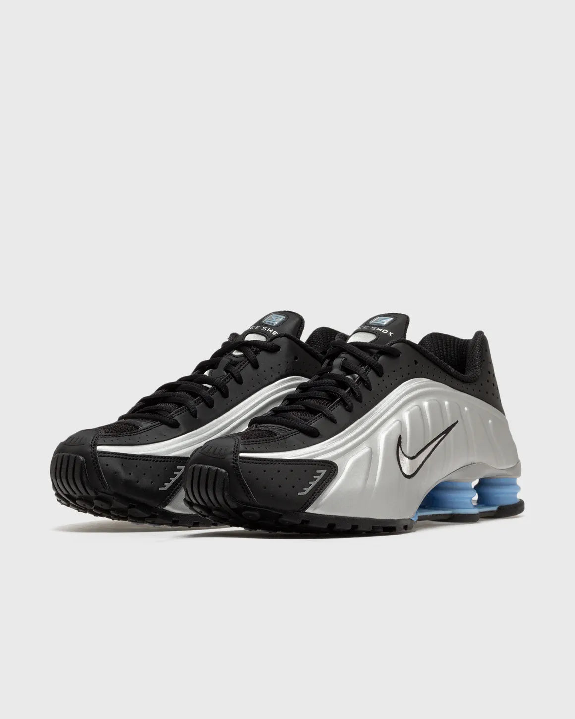 Nike Shox R4 Metallic Silver Black Psychic Blue