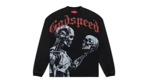 Godspeed Mankind vs AI L/S T-shirt Black Wash
