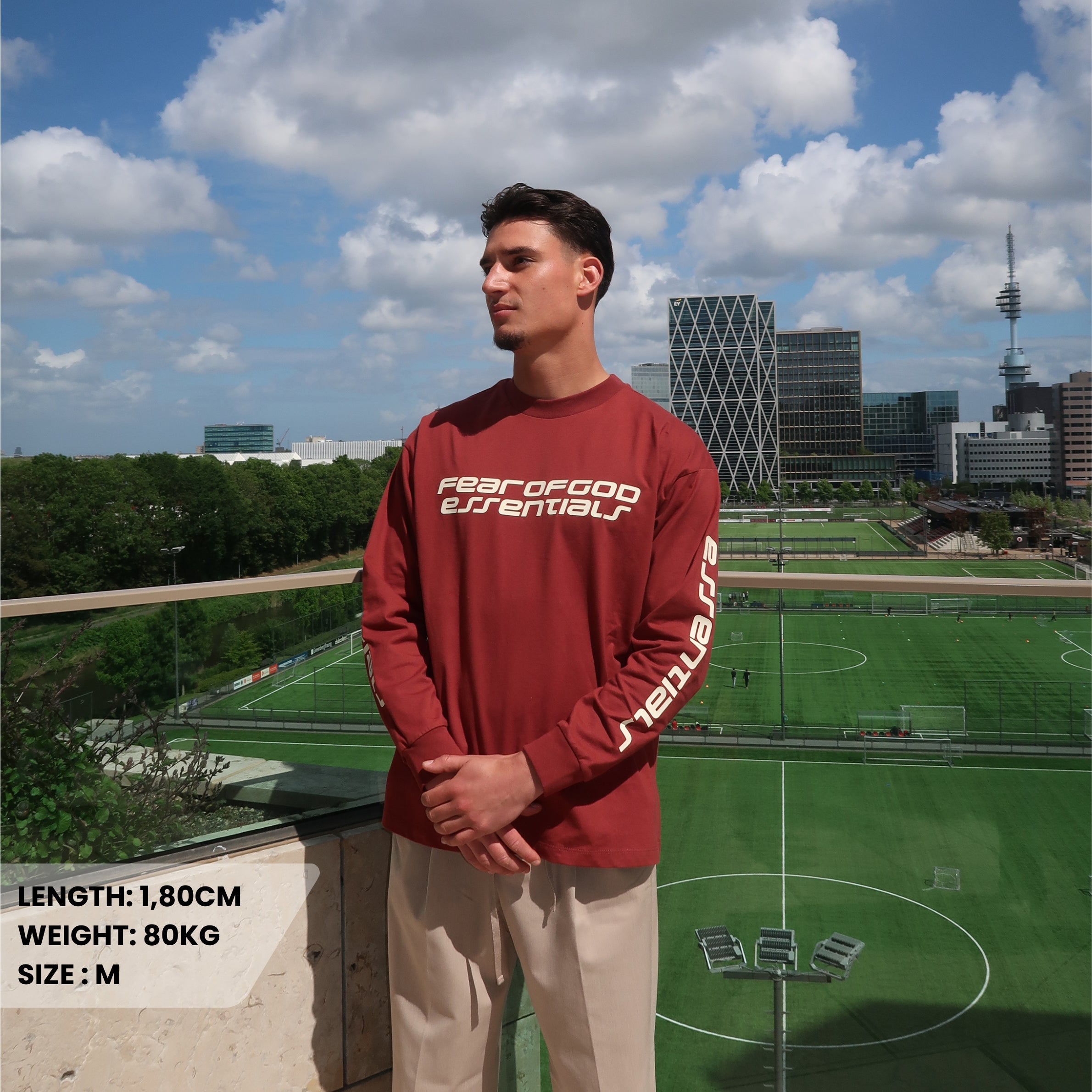Fear of God Essentials 90s Longsleeve Crimson